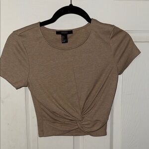 Forever 21 Beige Twist Front Crop Top